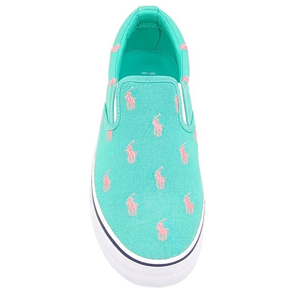 Polo Ralph Lauren Men Thompson Slip On Sneakers Size US 8.5D All Over Pony Green - Picture 4 of 6